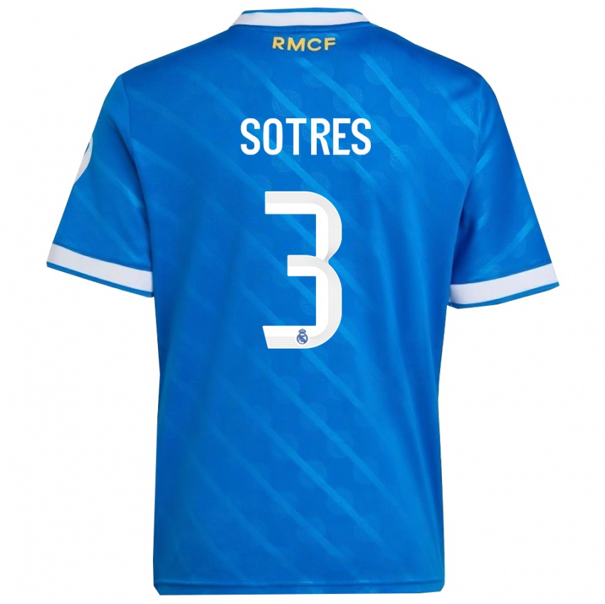 ילדים Alfredo Sotres #3 כחול לבן ג'רזי קיט שלישי 2025/26 חולצה קצרה