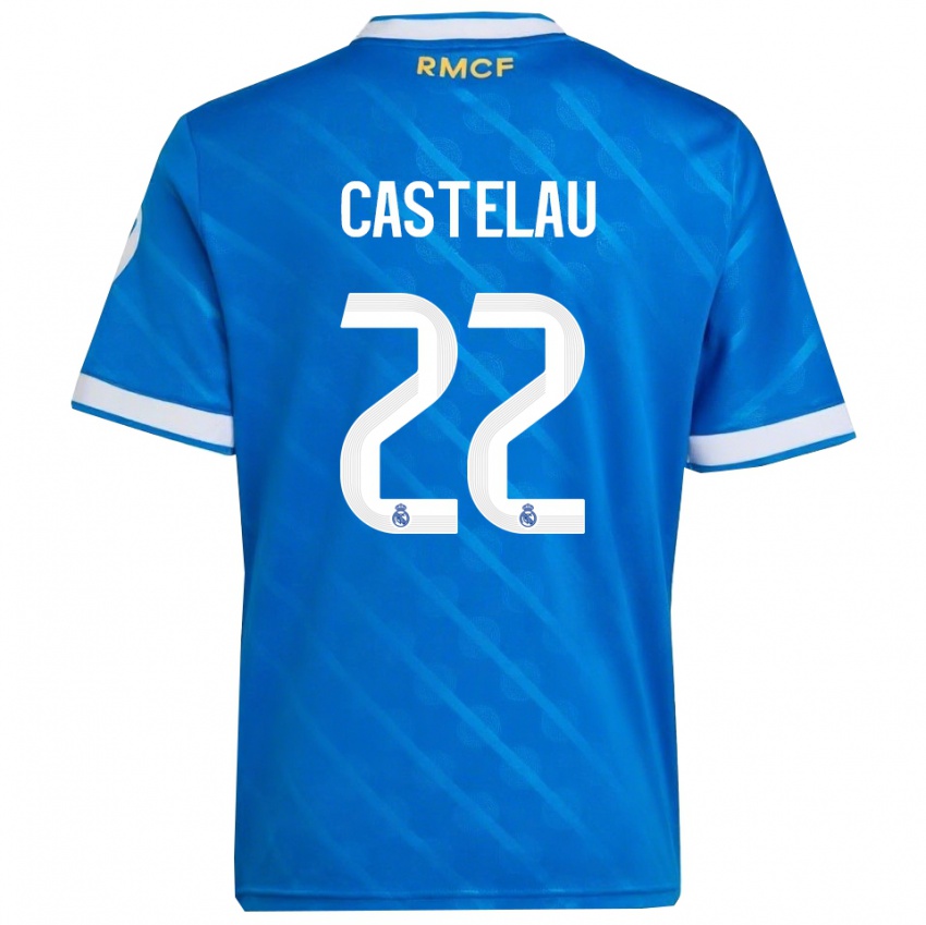 ילדים Alber Castelau #22 כחול לבן ג'רזי קיט שלישי 2025/26 חולצה קצרה