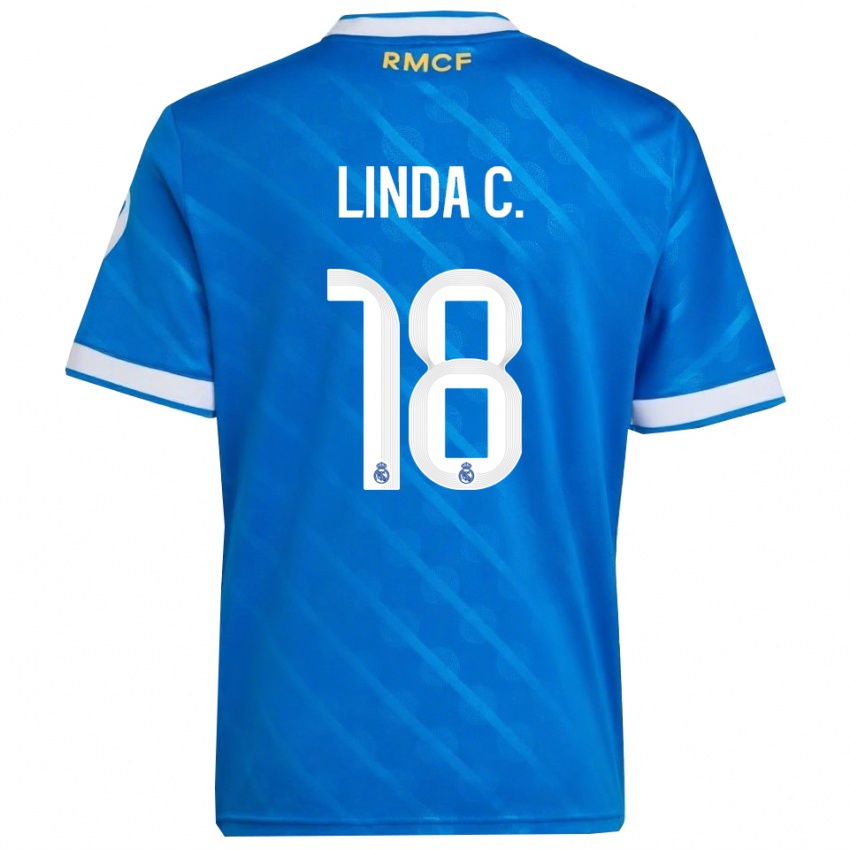 ילדים לינדה קייסדו #18 כחול לבן ג'רזי קיט שלישי 2025/26 חולצה קצרה
