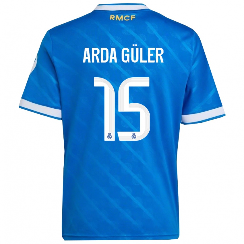 ילדים ארדה גולר #15 כחול לבן ג'רזי קיט שלישי 2025/26 חולצה קצרה