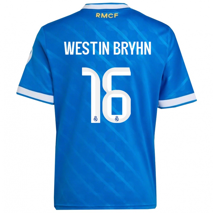 ילדים Leon Westin Bryhn #16 כחול לבן ג'רזי קיט שלישי 2025/26 חולצה קצרה