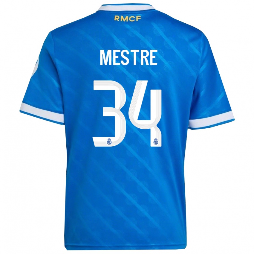 ילדים סרג׳יו מסטרה סאנצ׳ס #34 כחול לבן ג'רזי קיט שלישי 2025/26 חולצה קצרה