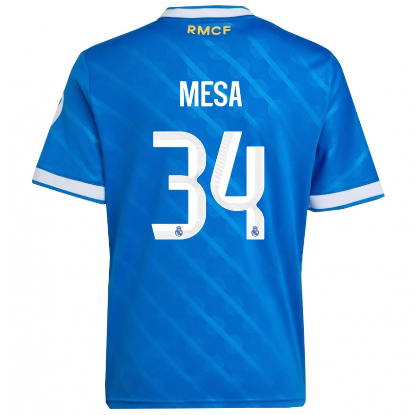 ילדים Óscar Mesa #34 כחול לבן ג'רזי קיט שלישי 2025/26 חולצה קצרה