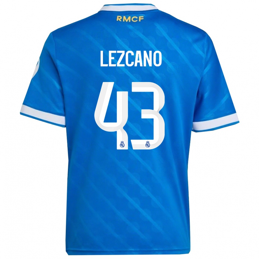 ילדים Álvaro Lezcano #43 כחול לבן ג'רזי קיט שלישי 2025/26 חולצה קצרה