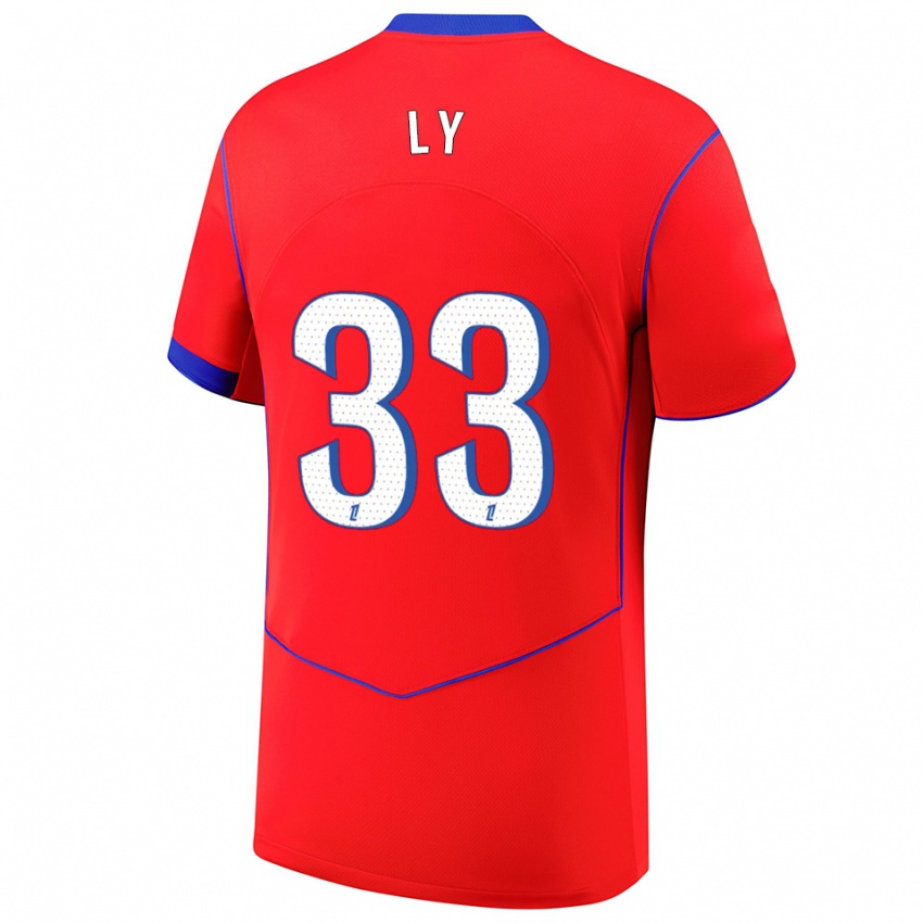 ילדים Elijah Ly #33 אדום כחול לבן ג'רזי קיט שלישי 2025/26 חולצה קצרה