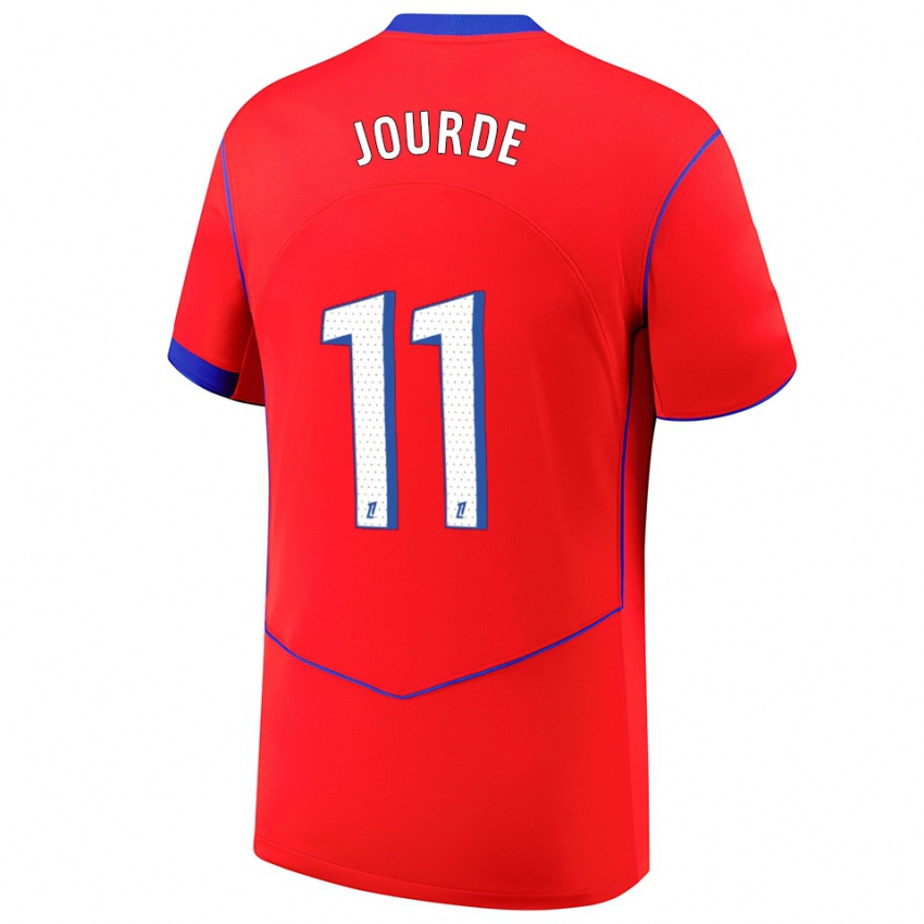 ילדים Florianne Jourde #11 אדום כחול לבן ג'רזי קיט שלישי 2025/26 חולצה קצרה