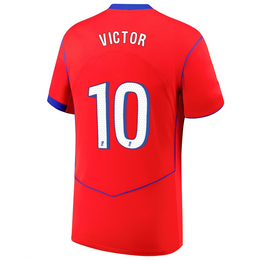 ילדים איירטון פיניירו ויקטור #10 אדום כחול לבן ג'רזי קיט שלישי 2025/26 חולצה קצרה