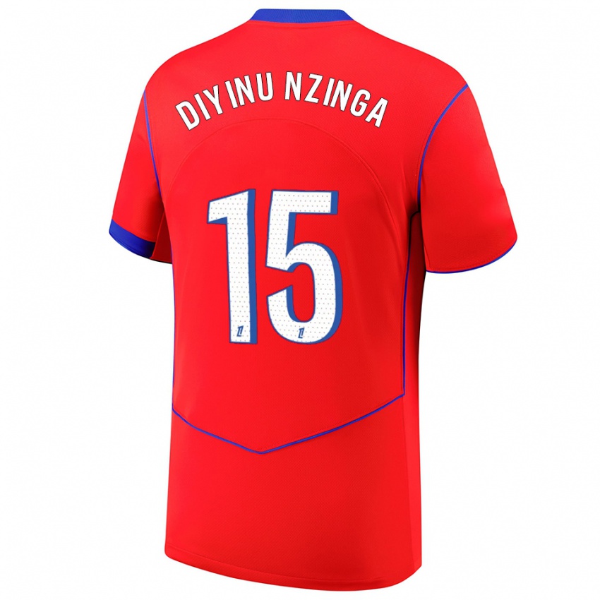 ילדים Vainqueur Diyinu Nzinga #15 אדום כחול לבן ג'רזי קיט שלישי 2025/26 חולצה קצרה