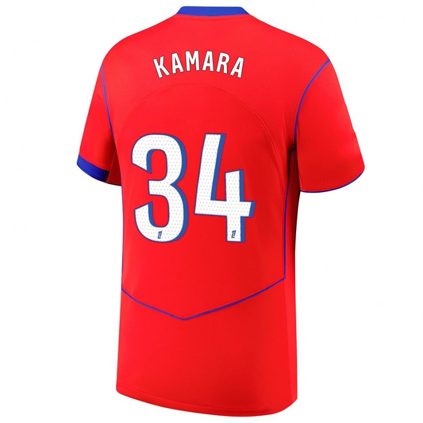ילדים Noham Kamara #34 אדום כחול לבן ג'רזי קיט שלישי 2025/26 חולצה קצרה