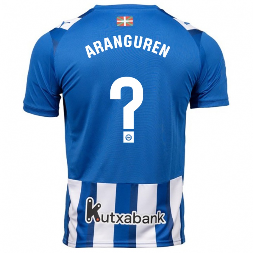 גברים Aitor Aranguren #0 כחול לבן ג'רזי ביתית 2025/26 חולצה קצרה