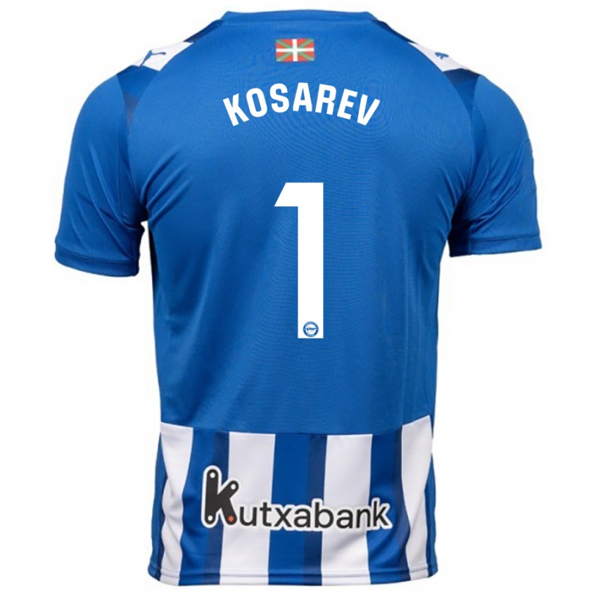 גברים Oleksandr Kosarev #1 כחול לבן ג'רזי ביתית 2025/26 חולצה קצרה