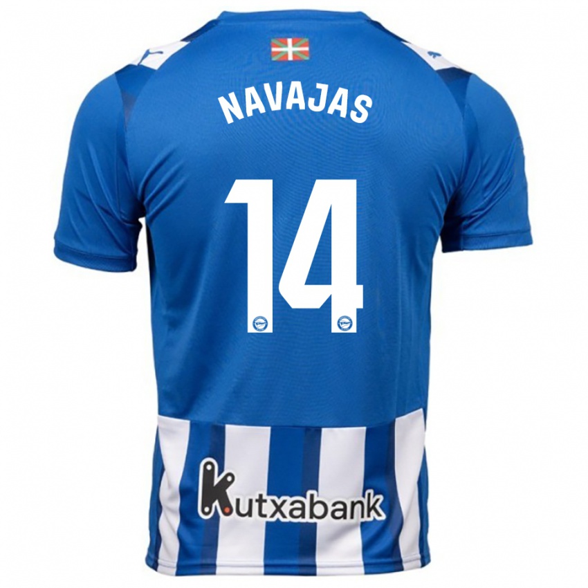 גברים Laura Navajas #14 כחול לבן ג'רזי ביתית 2025/26 חולצה קצרה