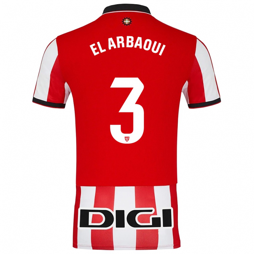 גברים Ilyas El Arbaoui #3 אדום לבן ג'רזי ביתית 2025/26 חולצה קצרה