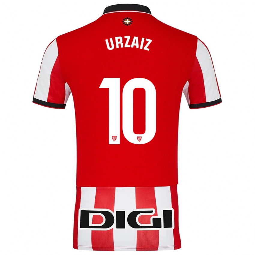 גברים Unax Urzaiz #10 אדום לבן ג'רזי ביתית 2025/26 חולצה קצרה