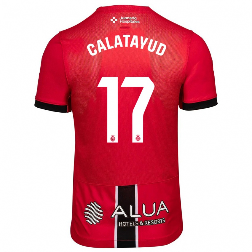 גברים Miguel Calatayud #17 אדום שחור ג'רזי ביתית 2025/26 חולצה קצרה