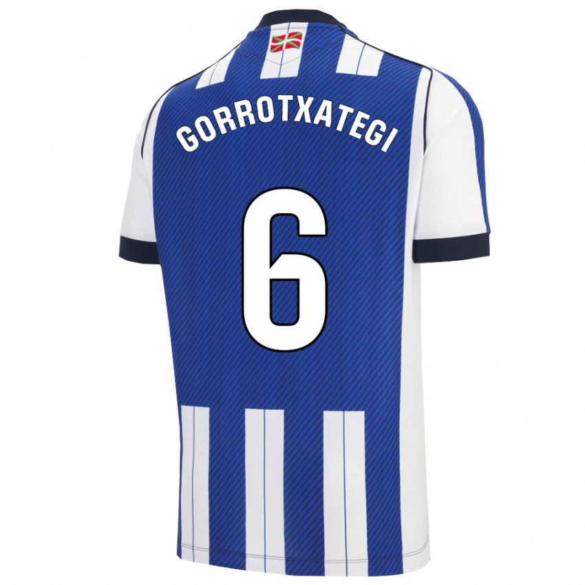גברים Jon Gorrotxategi #6 כחול לבן ג'רזי ביתית 2025/26 חולצה קצרה
