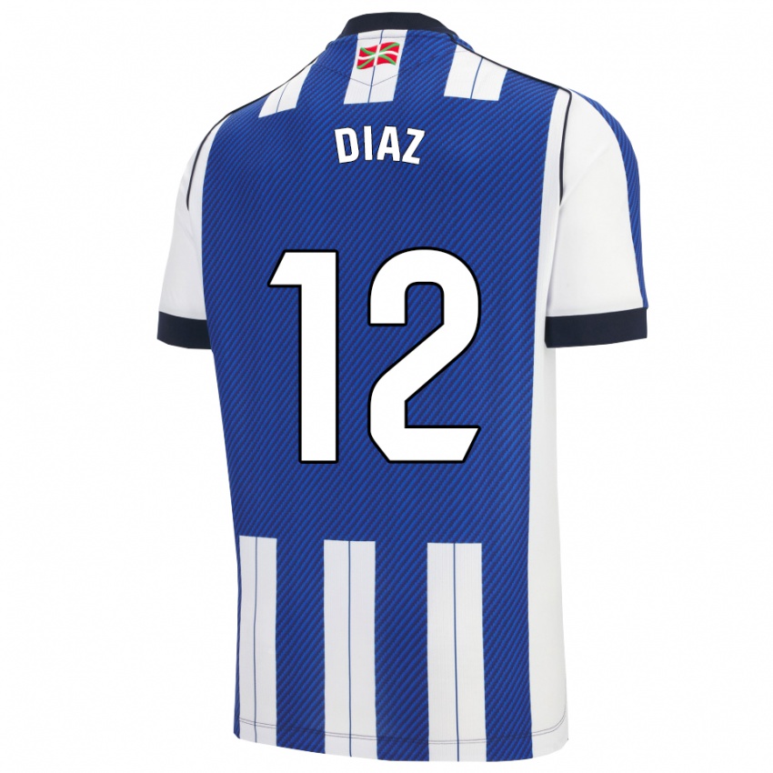 גברים יוני דיאז #12 כחול לבן ג'רזי ביתית 2025/26 חולצה קצרה