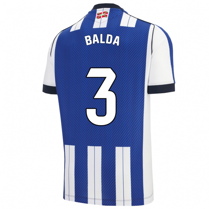 גברים Jon Balda #3 כחול לבן ג'רזי ביתית 2025/26 חולצה קצרה