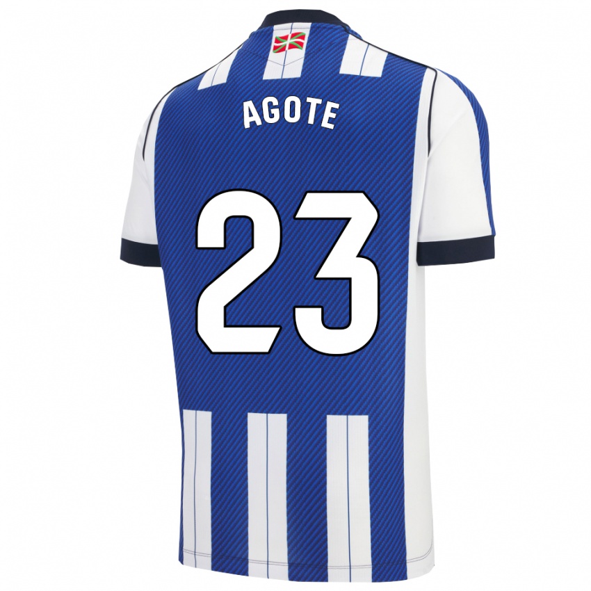 גברים Unax Agote #23 כחול לבן ג'רזי ביתית 2025/26 חולצה קצרה