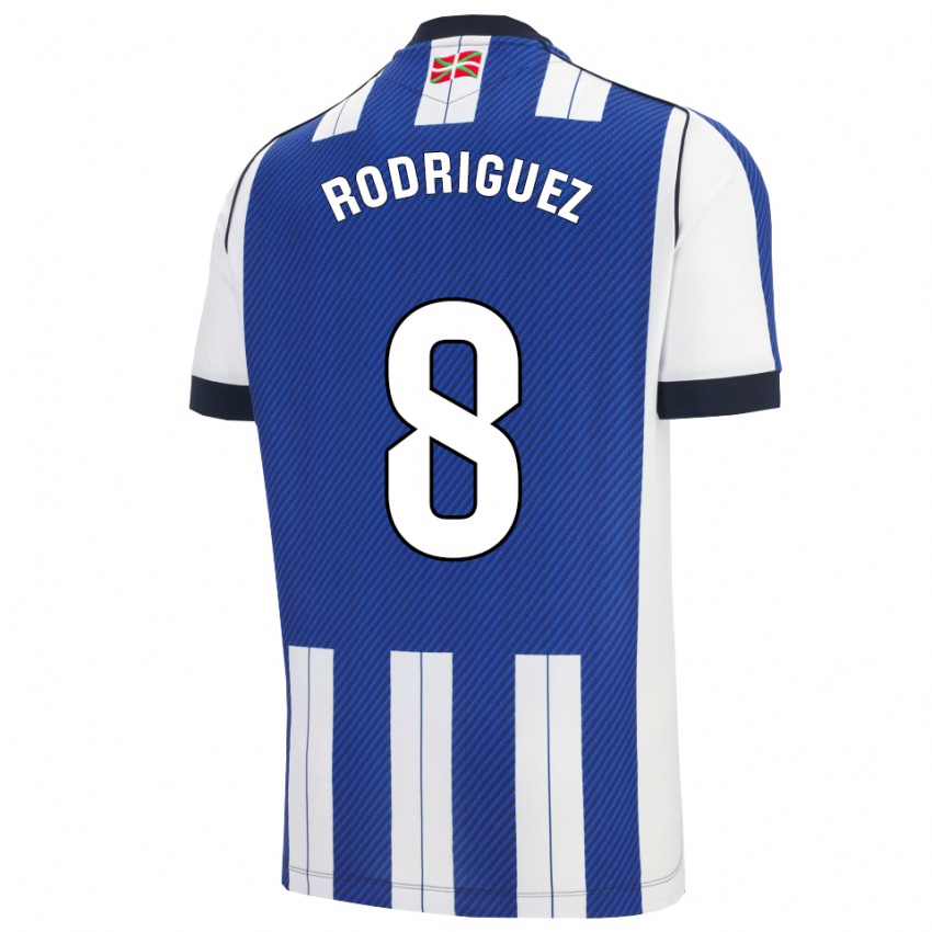 גברים Mikel Rodriguez #8 כחול לבן ג'רזי ביתית 2025/26 חולצה קצרה