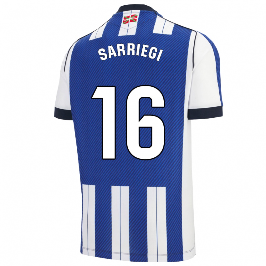 גברים Nora Sarriegi #16 כחול לבן ג'רזי ביתית 2025/26 חולצה קצרה