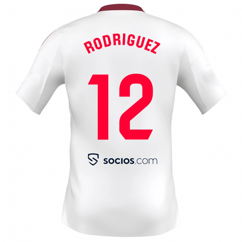 גברים לוסיה רודריגס #12 לבן אדום ג'רזי ביתית 2025/26 חולצה קצרה