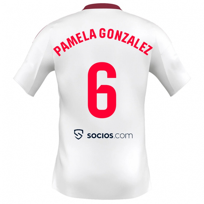 גברים פמלה גונסאלס #6 לבן אדום ג'רזי ביתית 2025/26 חולצה קצרה
