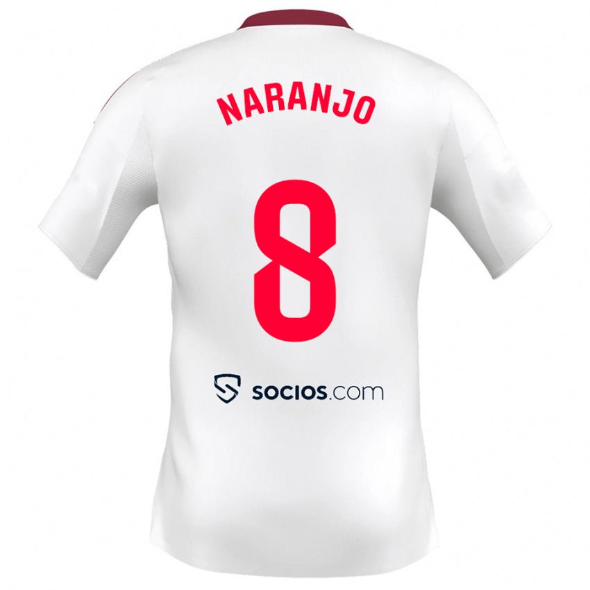 גברים מריו נארנג'ו #8 לבן אדום ג'רזי ביתית 2025/26 חולצה קצרה