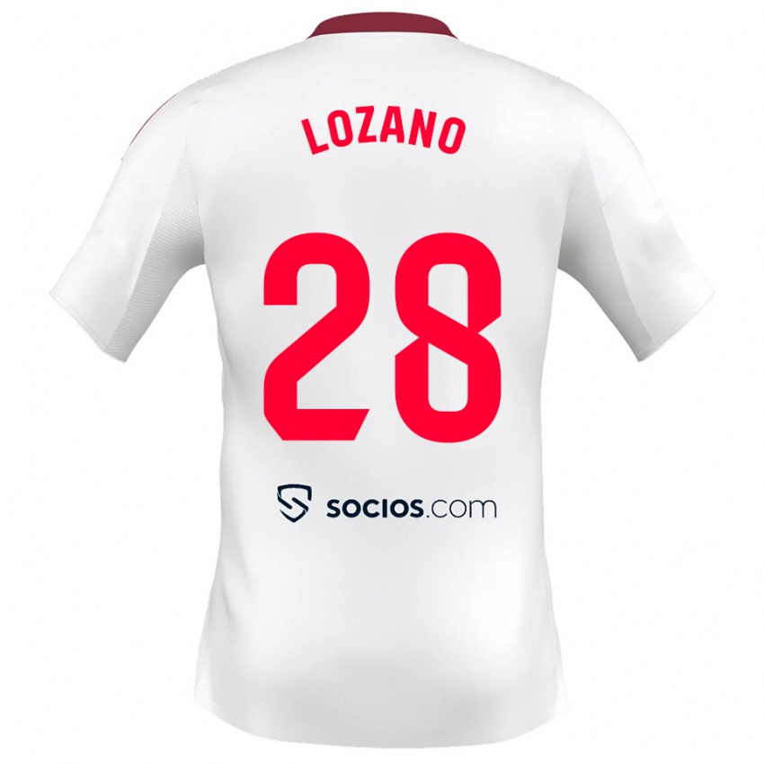 גברים Elena Lozano #28 לבן אדום ג'רזי ביתית 2025/26 חולצה קצרה