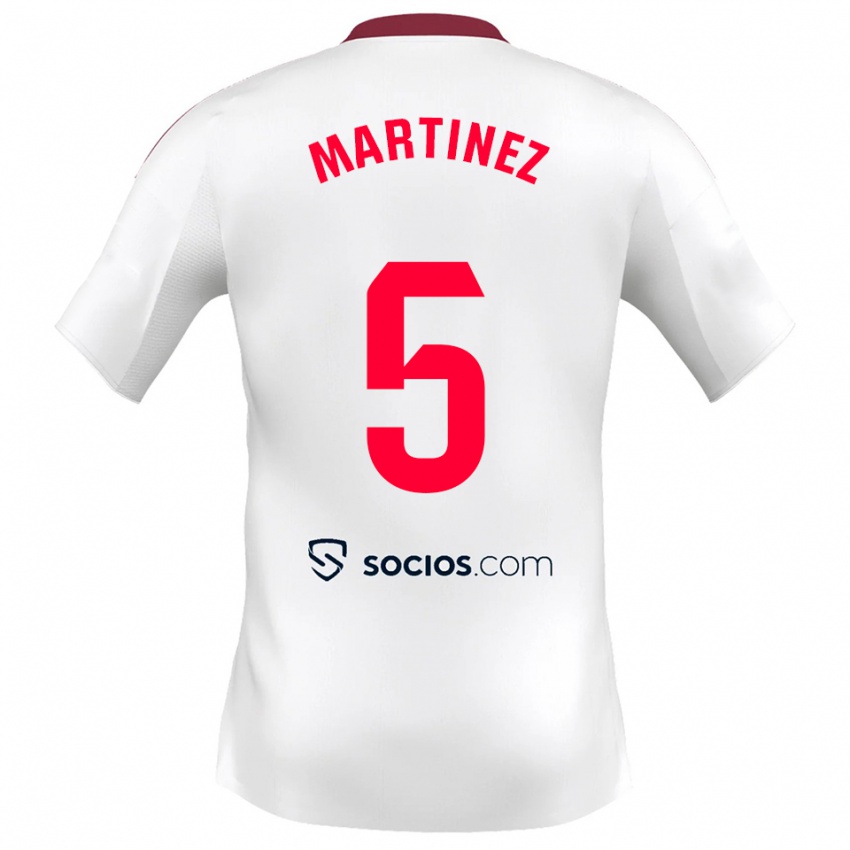גברים סרחיו מרטינז #5 לבן אדום ג'רזי ביתית 2025/26 חולצה קצרה