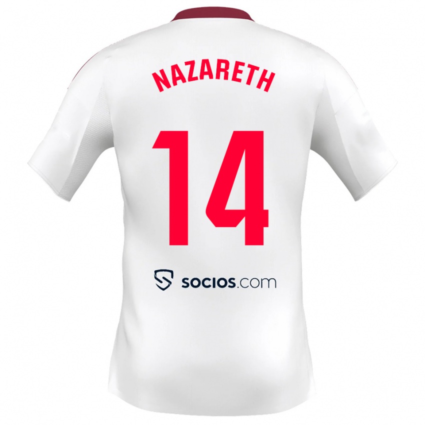 גברים Nazareth Martín #14 לבן אדום ג'רזי ביתית 2025/26 חולצה קצרה