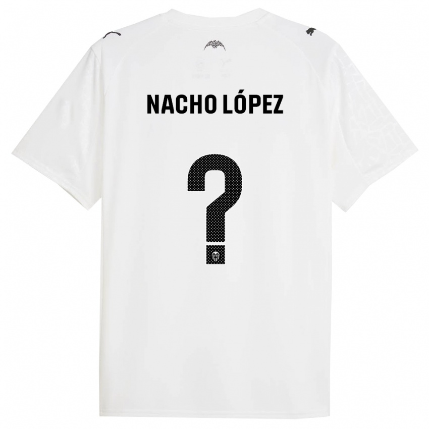 גברים Nacho López #0 לבן שחור ג'רזי ביתית 2025/26 חולצה קצרה