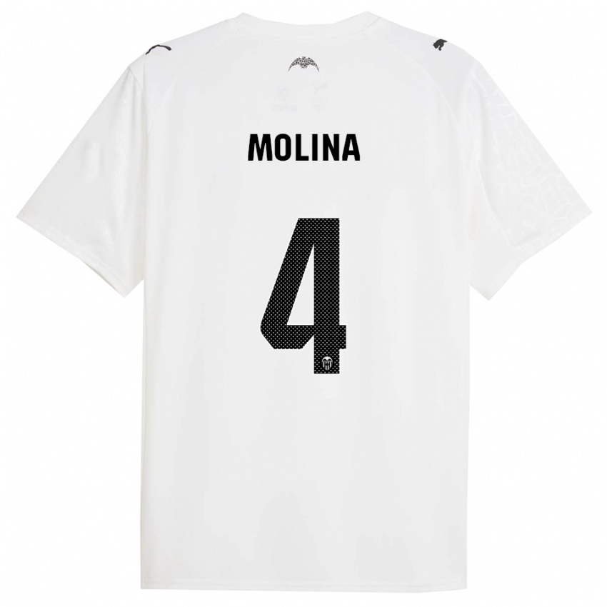 גברים María Molina #4 לבן שחור ג'רזי ביתית 2025/26 חולצה קצרה