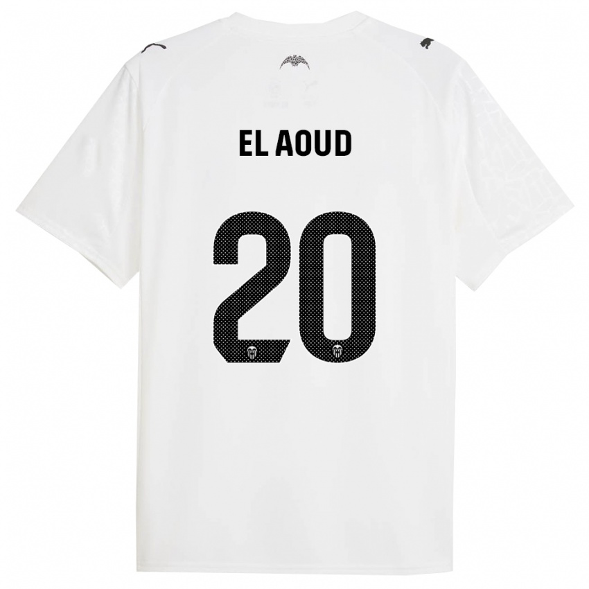 גברים Ismail El Aoud #20 לבן שחור ג'רזי ביתית 2025/26 חולצה קצרה
