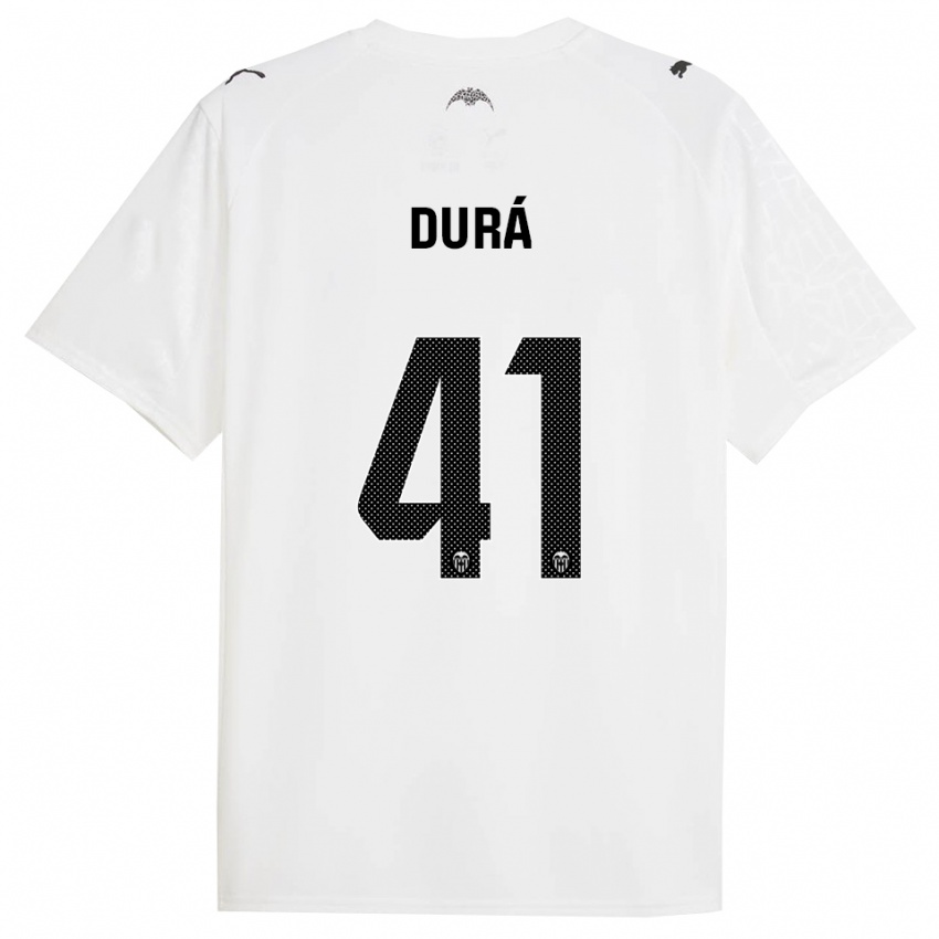 גברים Jaume Durá #41 לבן שחור ג'רזי ביתית 2025/26 חולצה קצרה
