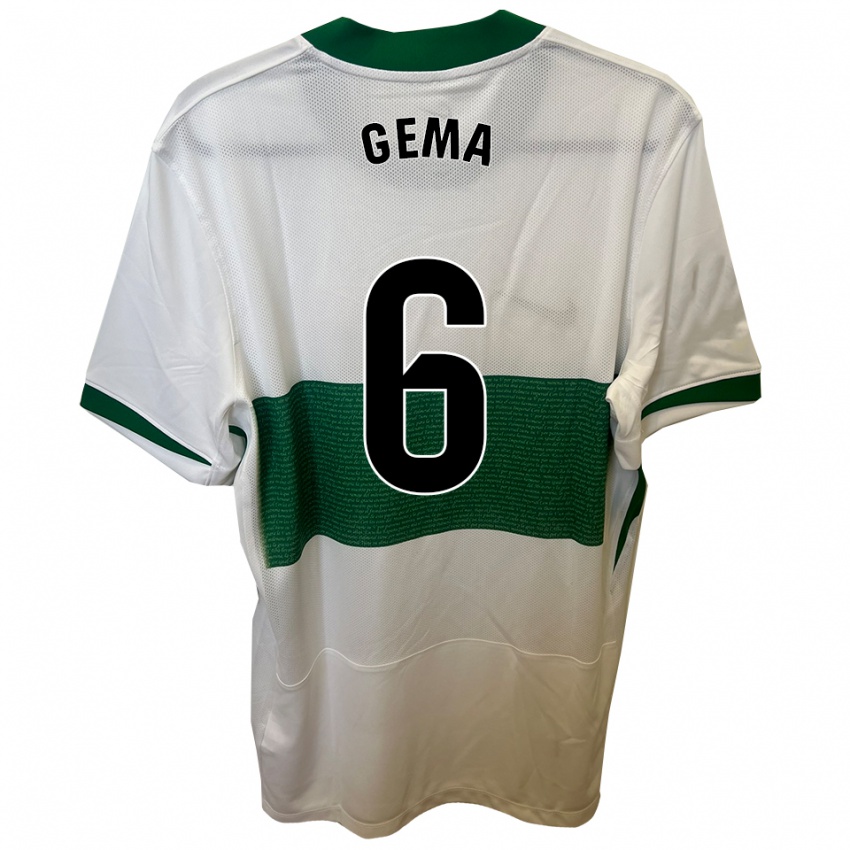 גברים Gema Climent #6 לבן ירוק ג'רזי ביתית 2025/26 חולצה קצרה