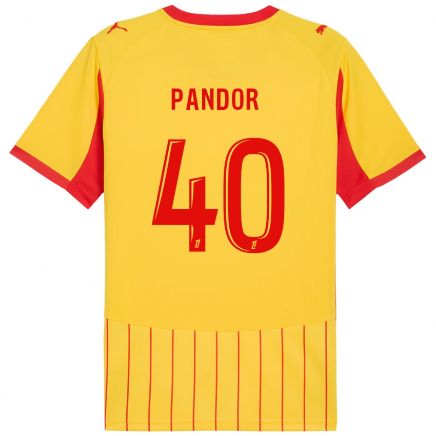 גברים יאניק פנדור #40 צהוב אדום ג'רזי ביתית 2025/26 חולצה קצרה