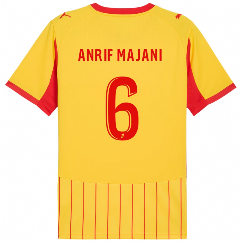 גברים El Anrif Majani #6 צהוב אדום ג'רזי ביתית 2025/26 חולצה קצרה