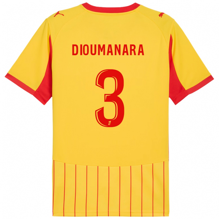 גברים Sidi Dioumanara #3 צהוב אדום ג'רזי ביתית 2025/26 חולצה קצרה