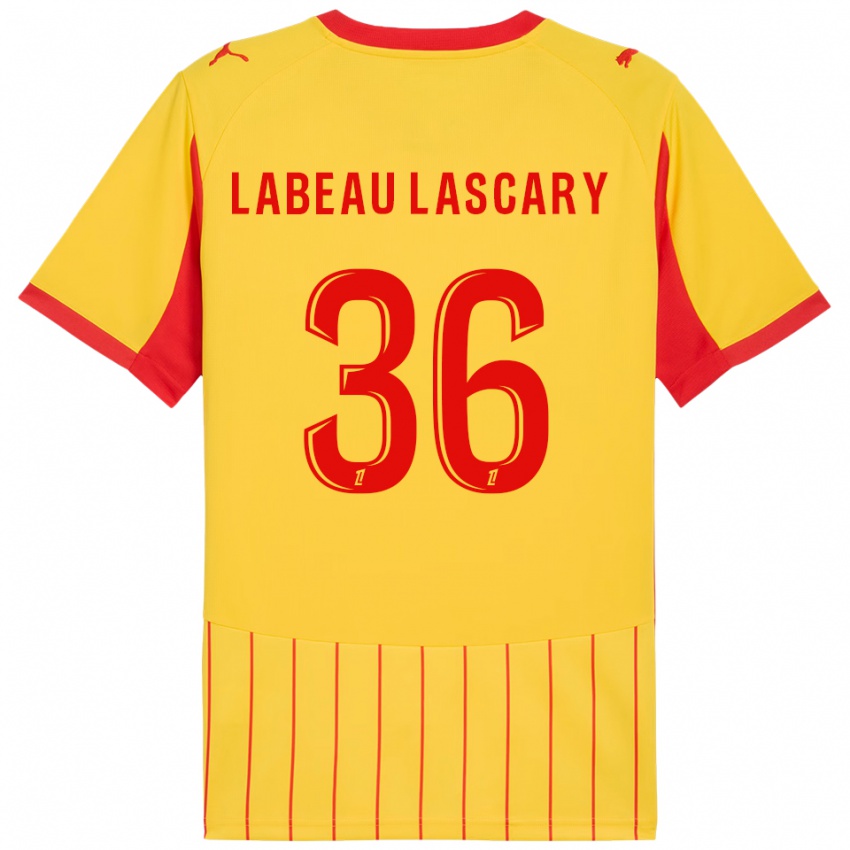 גברים Rémy Labeau Lascary #36 צהוב אדום ג'רזי ביתית 2025/26 חולצה קצרה