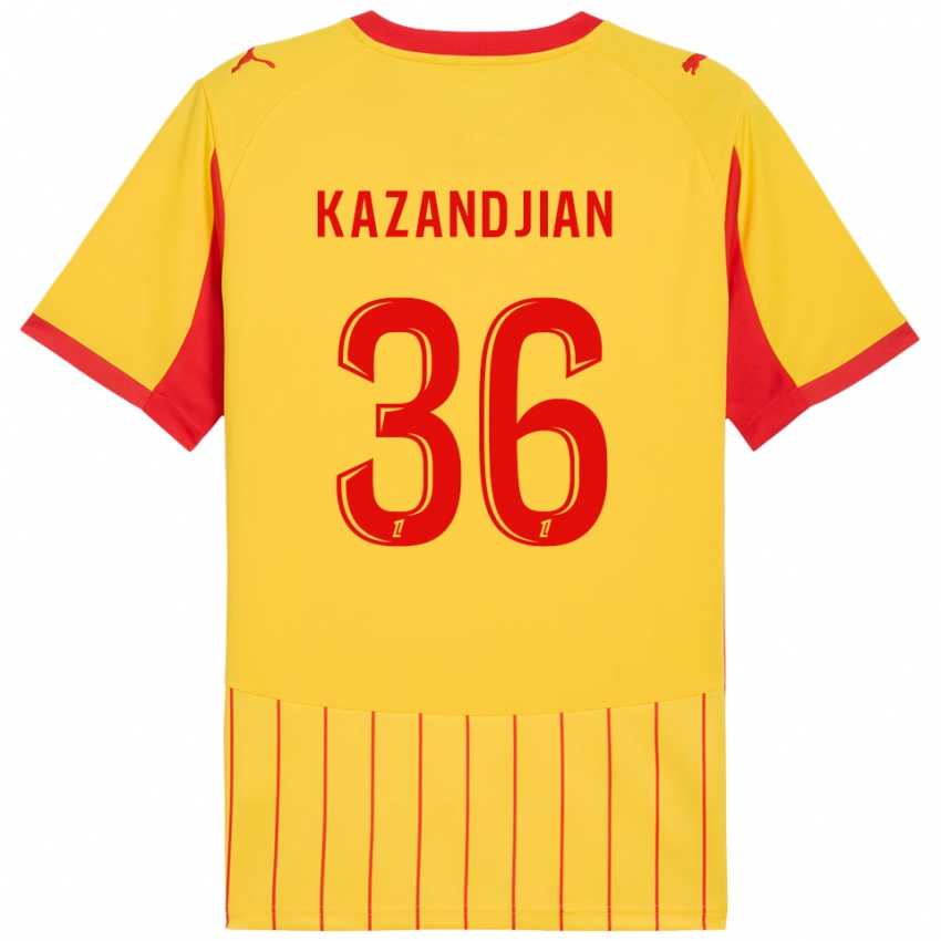 גברים לארה קזנדג'יאן #36 צהוב אדום ג'רזי ביתית 2025/26 חולצה קצרה