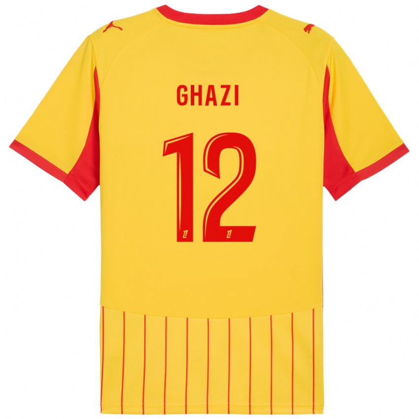 גברים Ali Ghazi #12 צהוב אדום ג'רזי ביתית 2025/26 חולצה קצרה