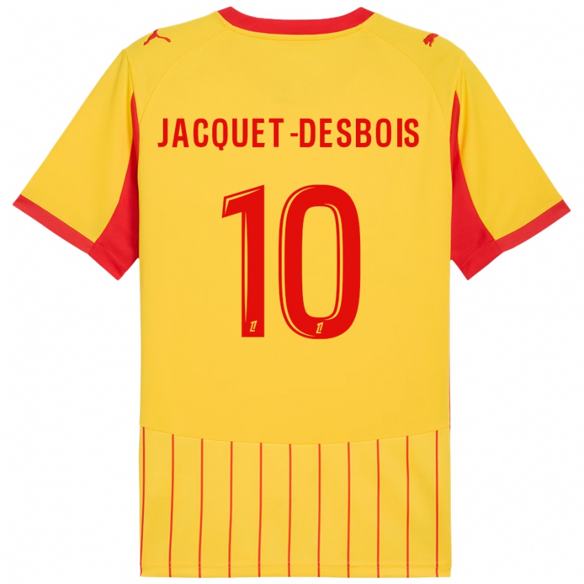 גברים Tairik Jacquet-Desbois #10 צהוב אדום ג'רזי ביתית 2025/26 חולצה קצרה