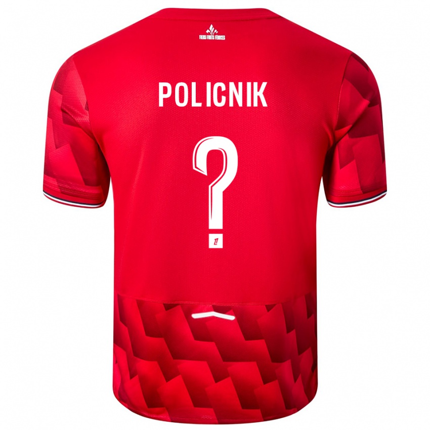 גברים Valéryane Policnik #0 אדום לבן ג'רזי ביתית 2025/26 חולצה קצרה