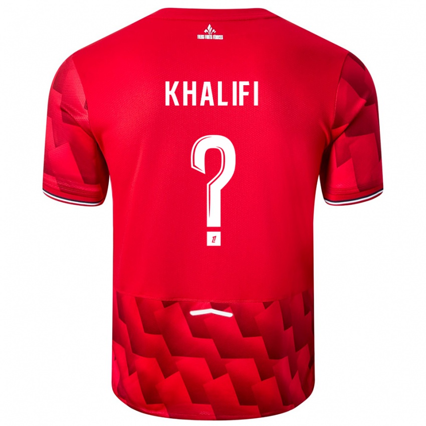 גברים Yassine Khalifi #0 אדום לבן ג'רזי ביתית 2025/26 חולצה קצרה