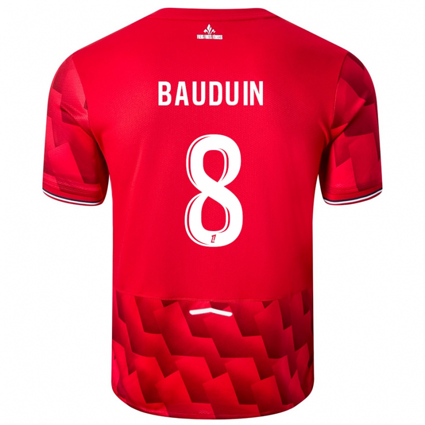 גברים ג'סטין בודואן #8 אדום לבן ג'רזי ביתית 2025/26 חולצה קצרה