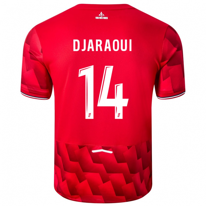 גברים Mehdi Djaraoui #14 אדום לבן ג'רזי ביתית 2025/26 חולצה קצרה