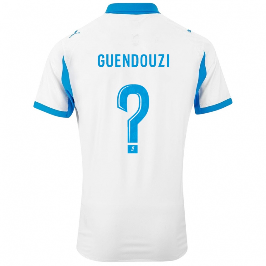 גברים Milan Guendouzi Olie #0 לבן תכלת ג'רזי ביתית 2025/26 חולצה קצרה