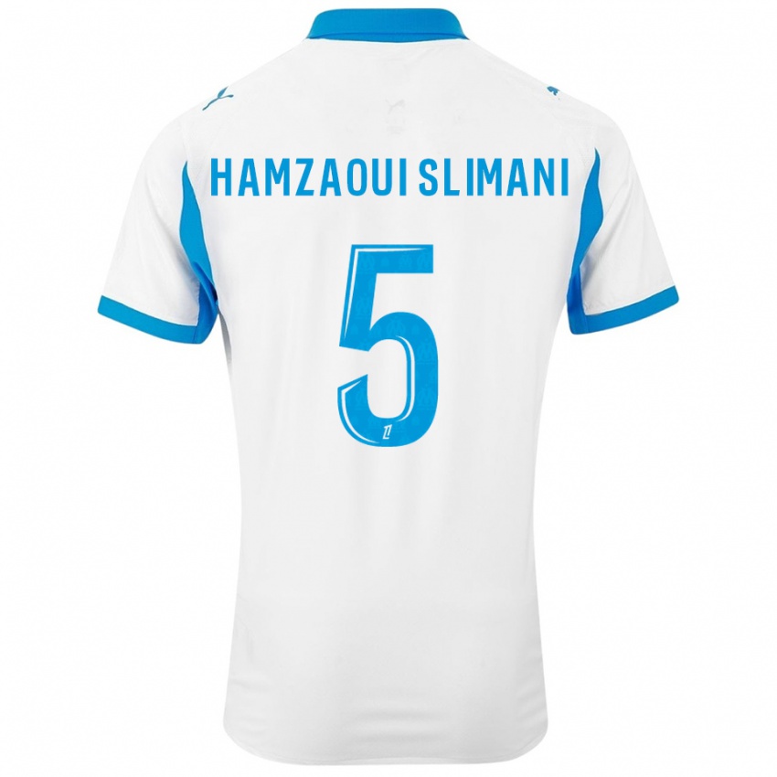 גברים הילאן חמזאוי סלימאני #5 לבן תכלת ג'רזי ביתית 2025/26 חולצה קצרה