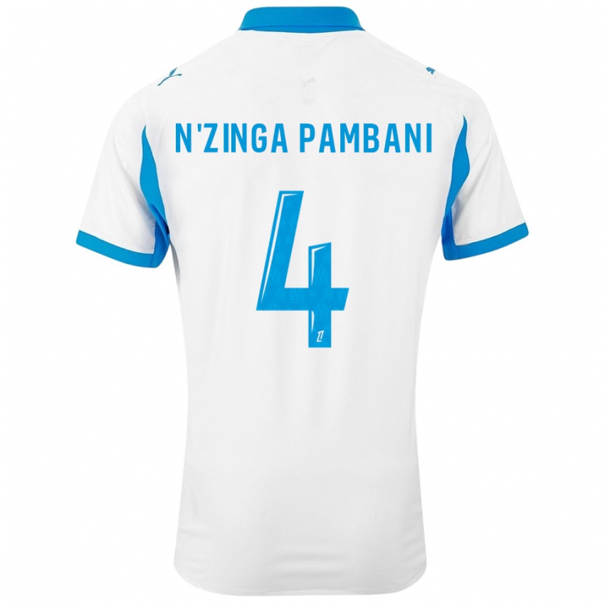 גברים Pladi N'zinga Pambani #4 לבן תכלת ג'רזי ביתית 2025/26 חולצה קצרה